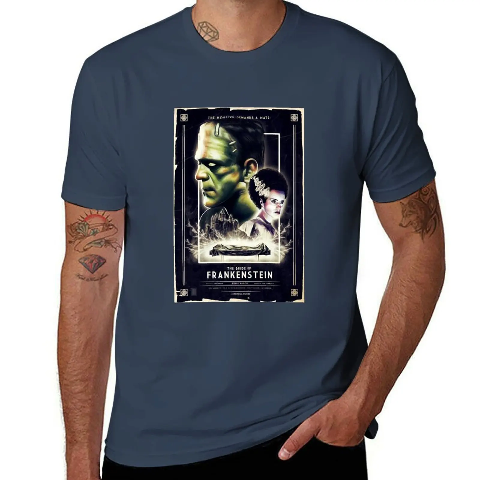 

frankenstein and his bride T-Shirt t shirt man designer cotton t shirt man men t shirt cotton 100% T-Shirt