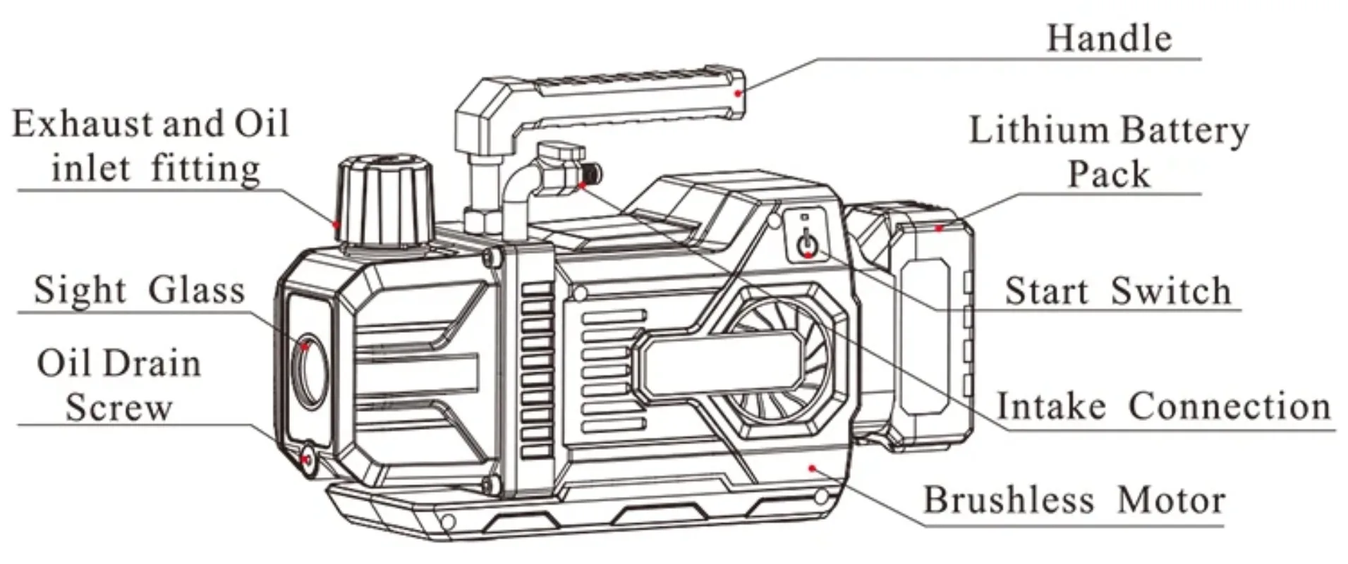 R32 R1234YF 18V DC lithium battery cordless vacuum pump air conditioner refrigerant explosion-proof vacuum pump