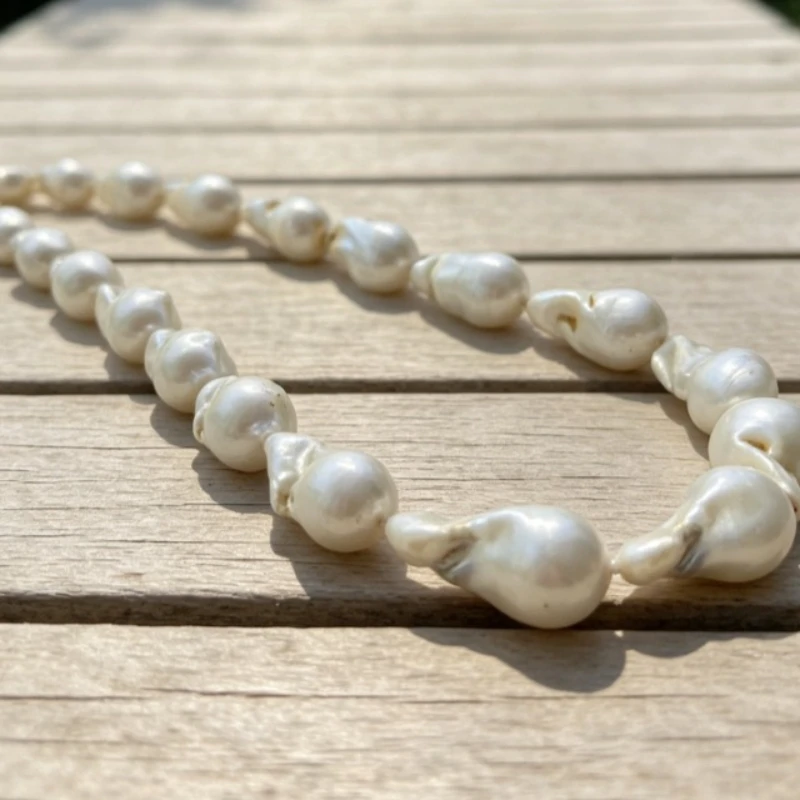 Charming 13x17mm White Natural Baroque Pearl Jewelry for Women Pearl Necklace Fine 925 Sterling Silver