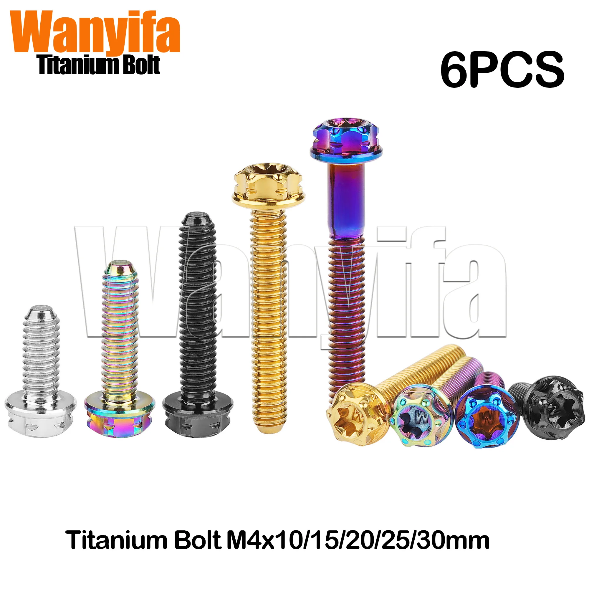 

Wanyifa Bike Bolt M4x10/15/20/25/30mm Titanium Alloy Fancy Small Flange Head Bolt for Bicycle Part