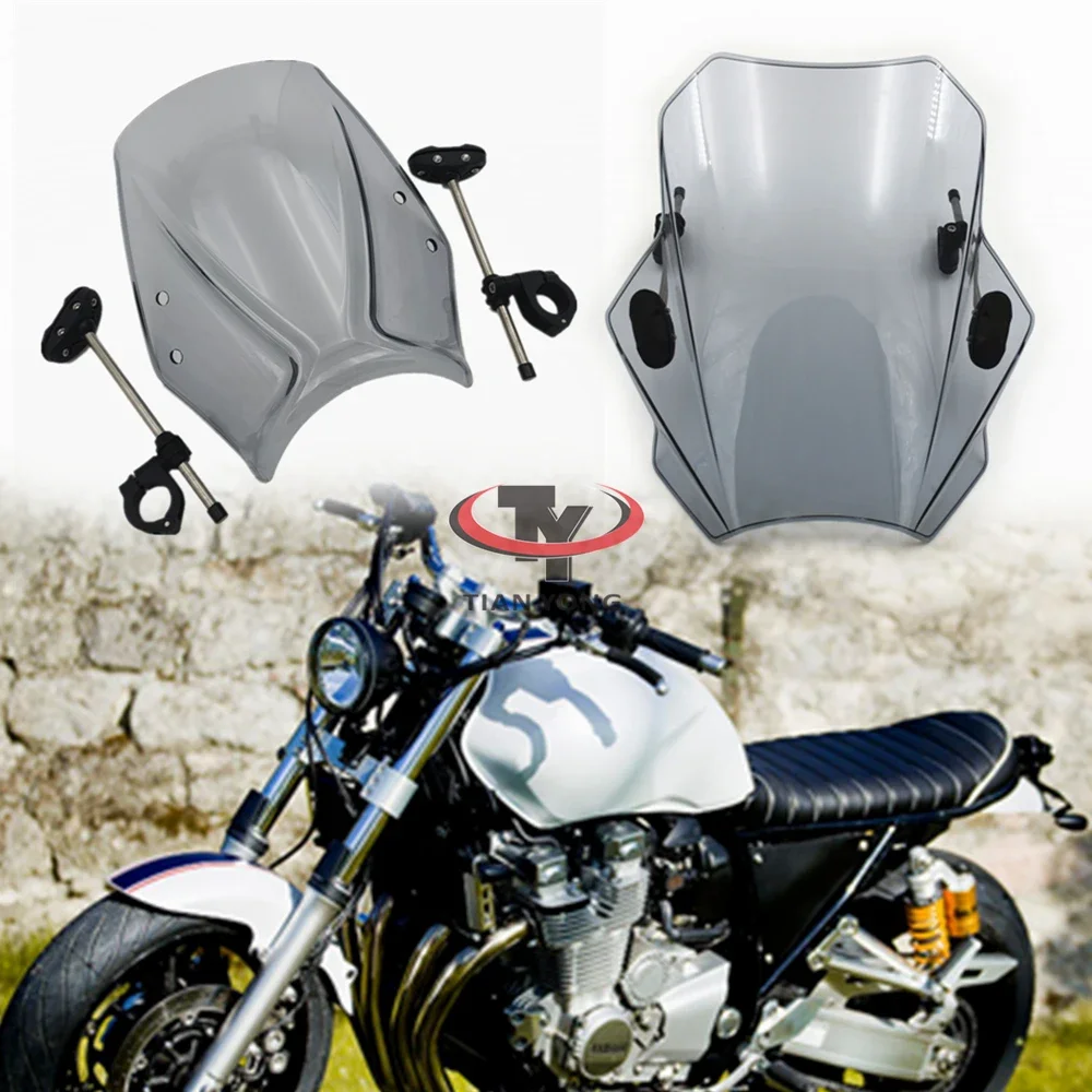 High Quality Wind Deflectore Motorcycle For XJR-1300 XJR1300 With support frame Windscreen Black Clear Windshield