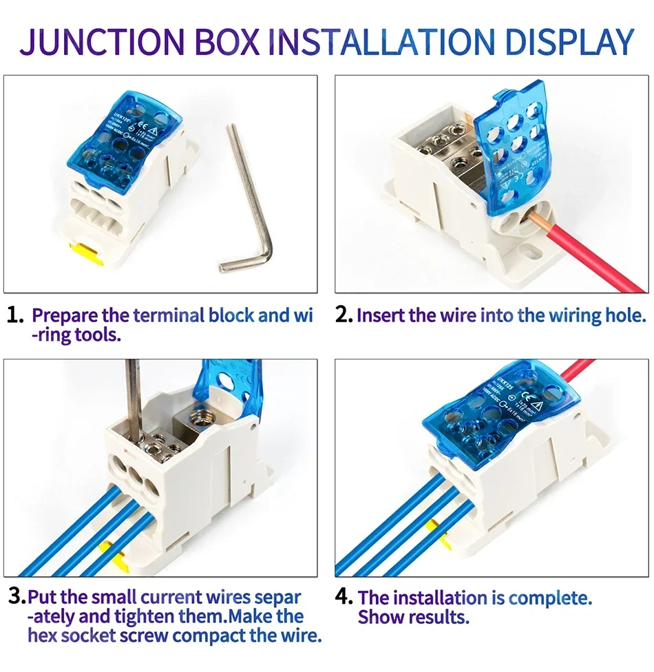 UKK 125A One in multiple-out distribution box Din Rail Terminal Blocks Universal wire connector junction box waterproof