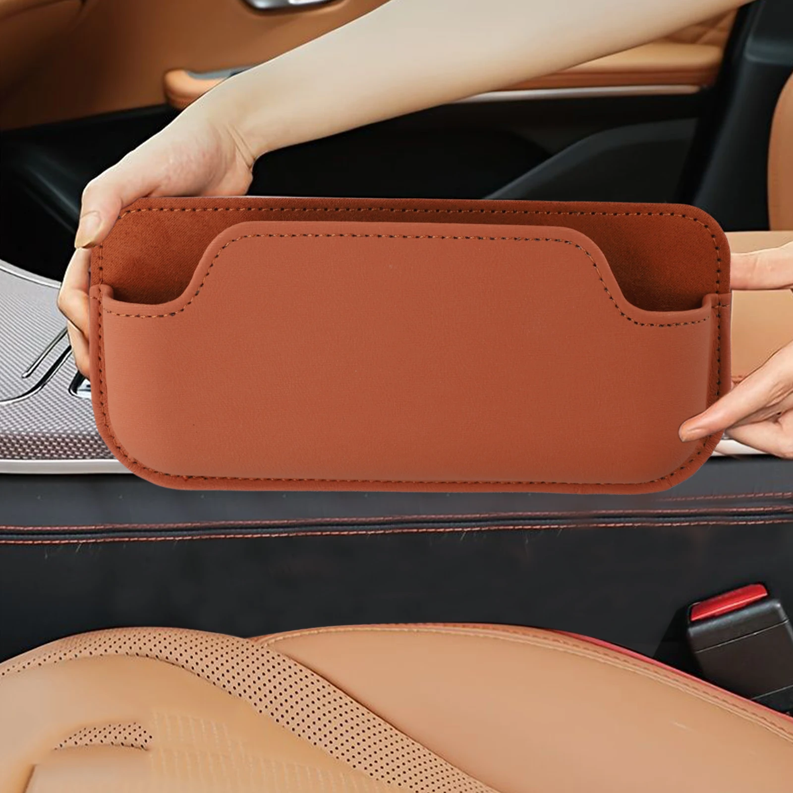 Organizador compacto para todos los vehículos, caja de almacenamiento para coche, accesorio para coche, protección antiarañazos, Interior acolchado de felpa