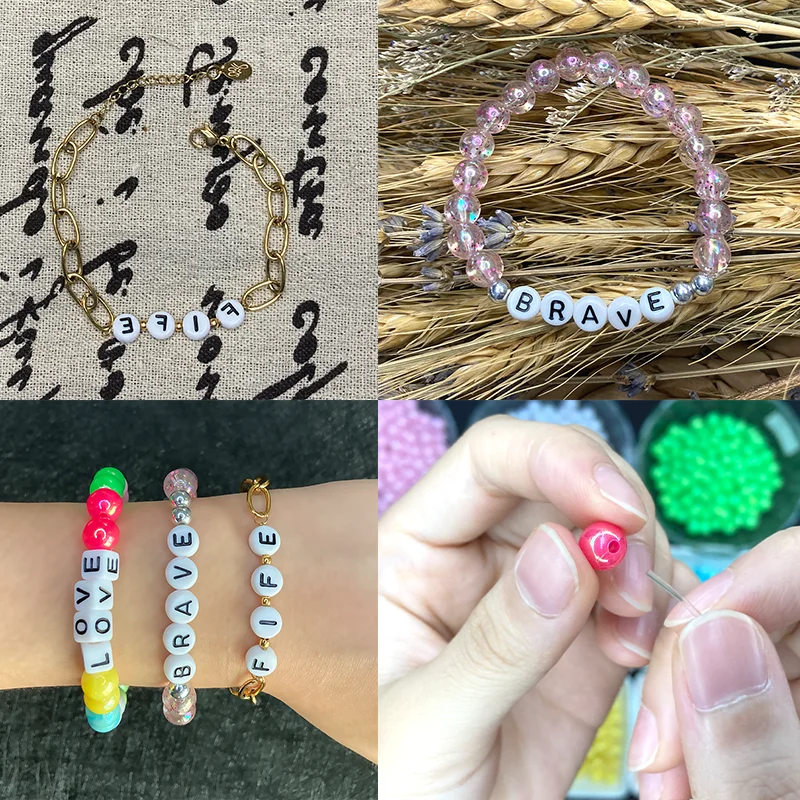 Cuentas cuadradas de acrílico para fabricación de joyas, abalorios espaciadores sueltos de cubo para pulsera y collar hechos a mano, 100-200 piezas