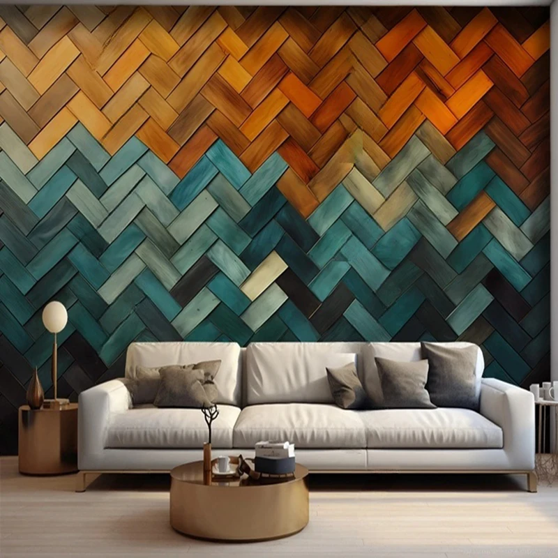 Custom 3D Abstract Geometric Lines Pattern Mural Home Decor Wallpaper Modern Wall Background For Living Room Bedroom Office