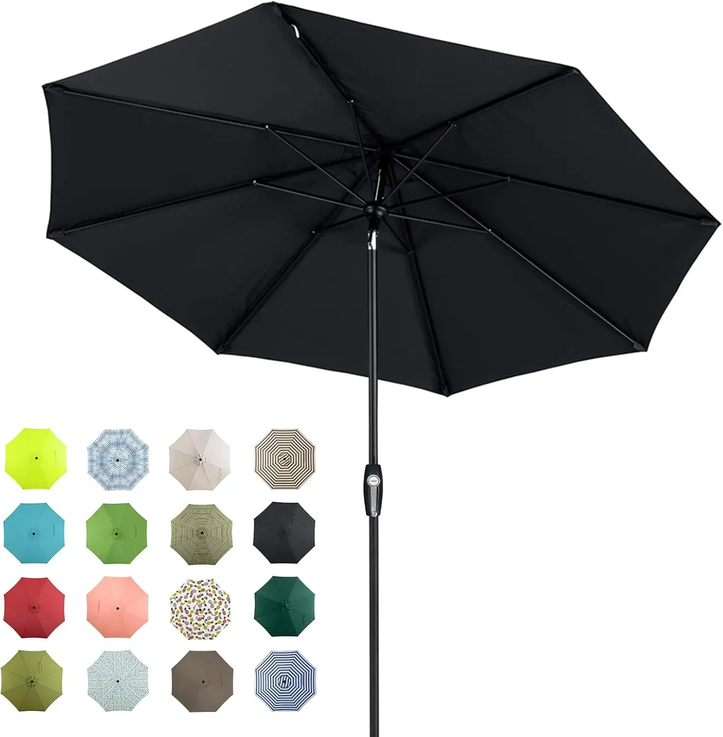 Large Outdoor Sun Umbrella with Auto Tilt and Crank, Sturdy Pole & Fade Resistant Canopy for Patio Market Table