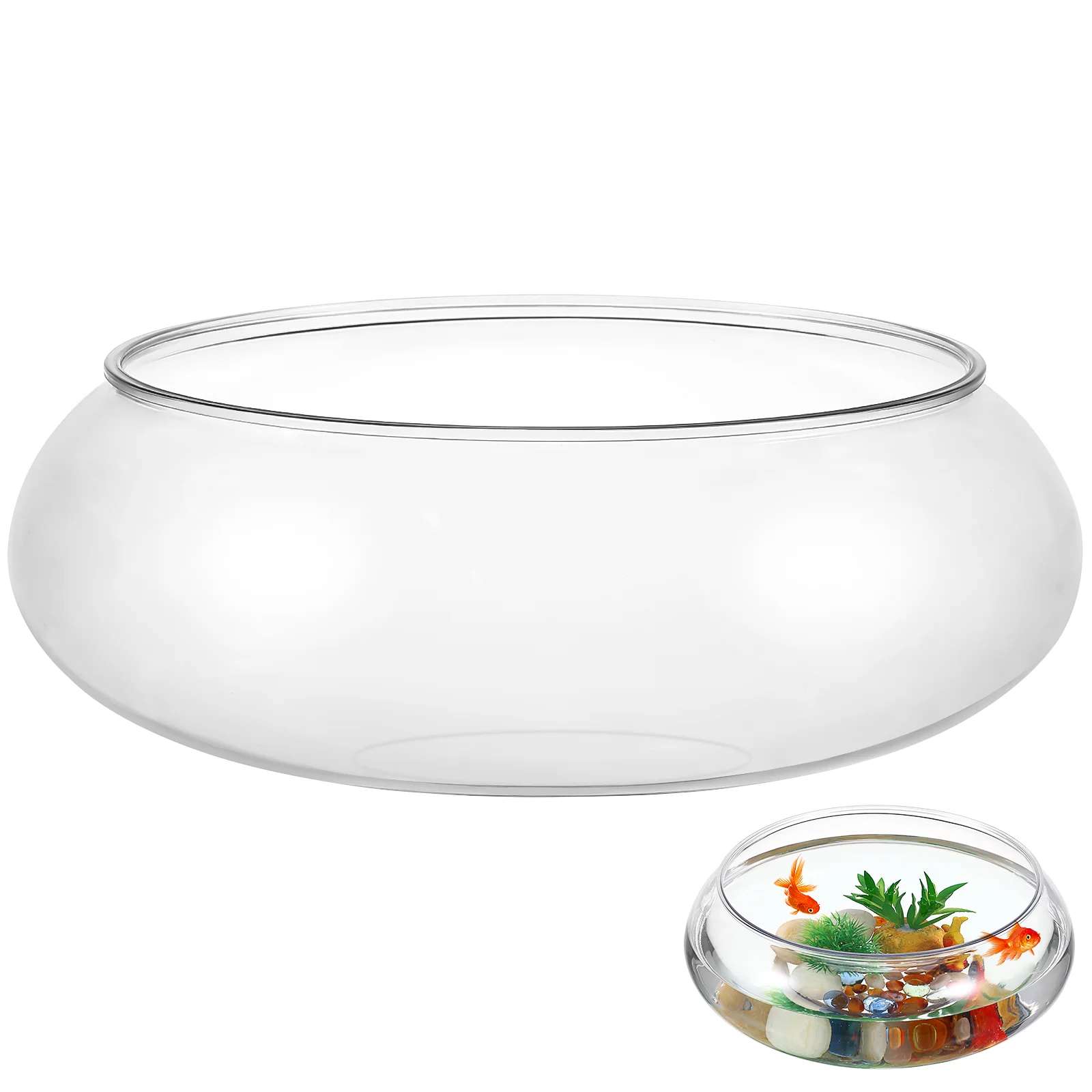 

Transparent Landscape Fish Tank Bowls Clear Goldfish Faux Plant Supplies Desktop Aquarium Plastic Betta Office