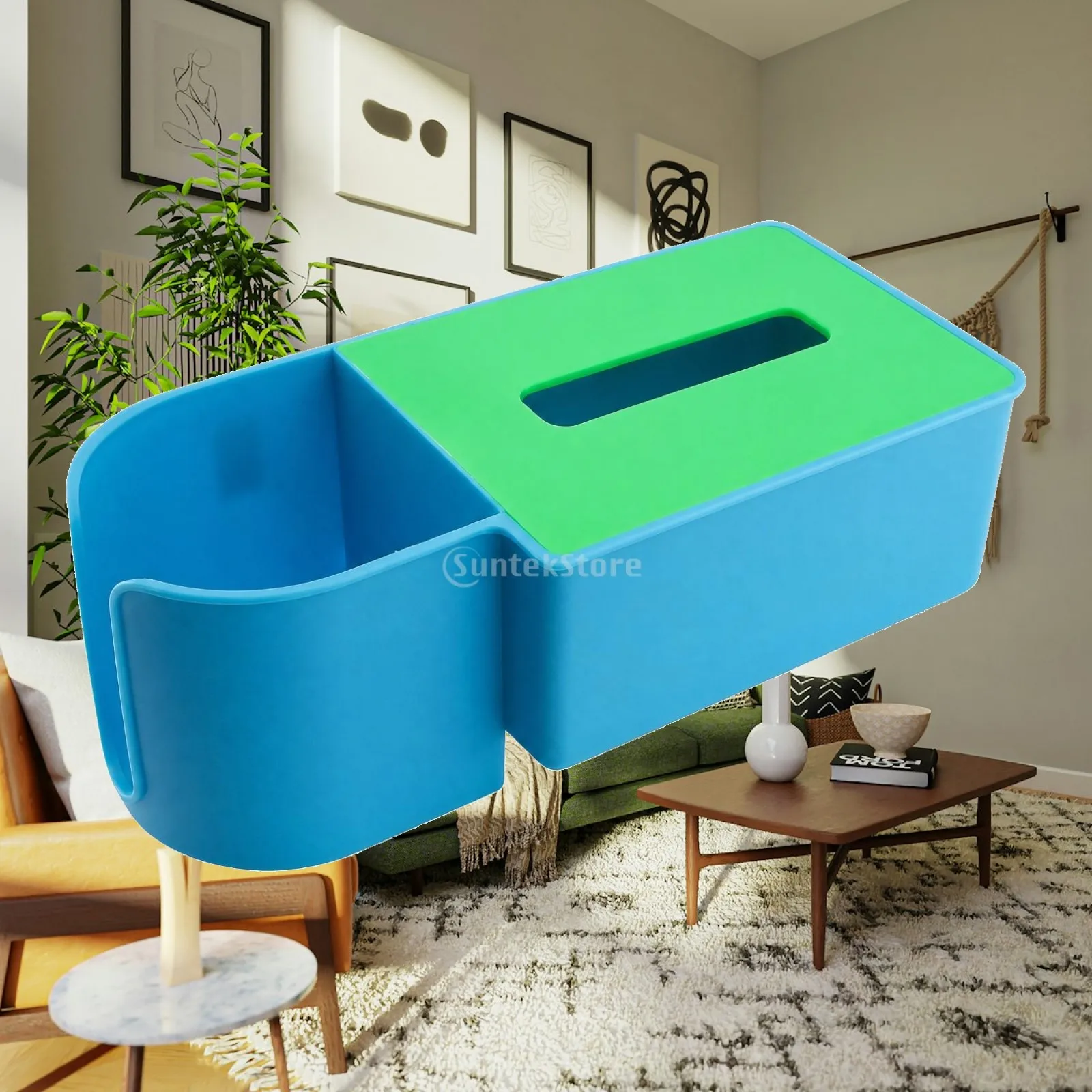 Hanging Sewing Supplies Storage Box for Stitching Machine Table Frame with Multiple Compartments Blue