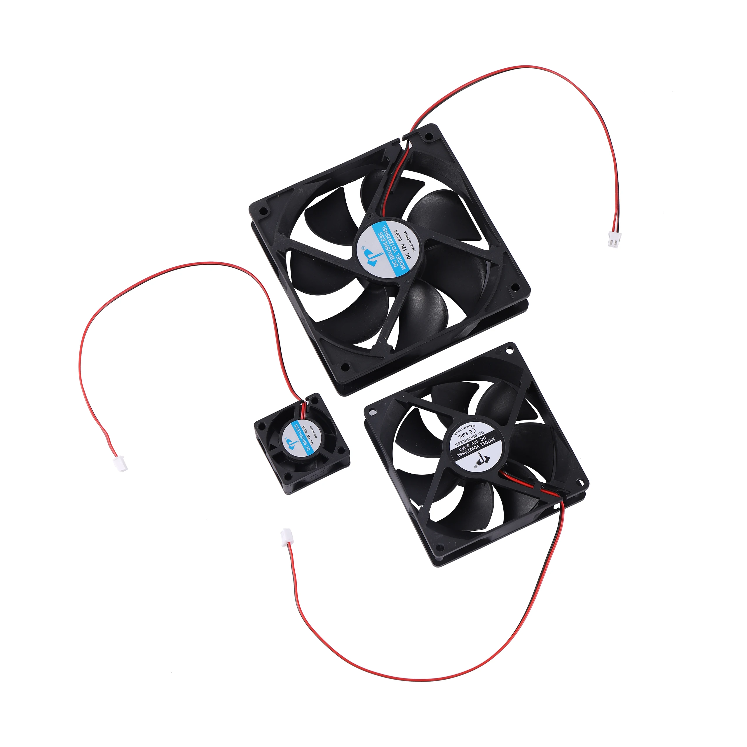 DC Brushless Fan with Two Lines 12V 0.15A/0.20A Industrial Cooling Fans Cooling Industrial Incubator Fan Exhaust 40-92-120Mm