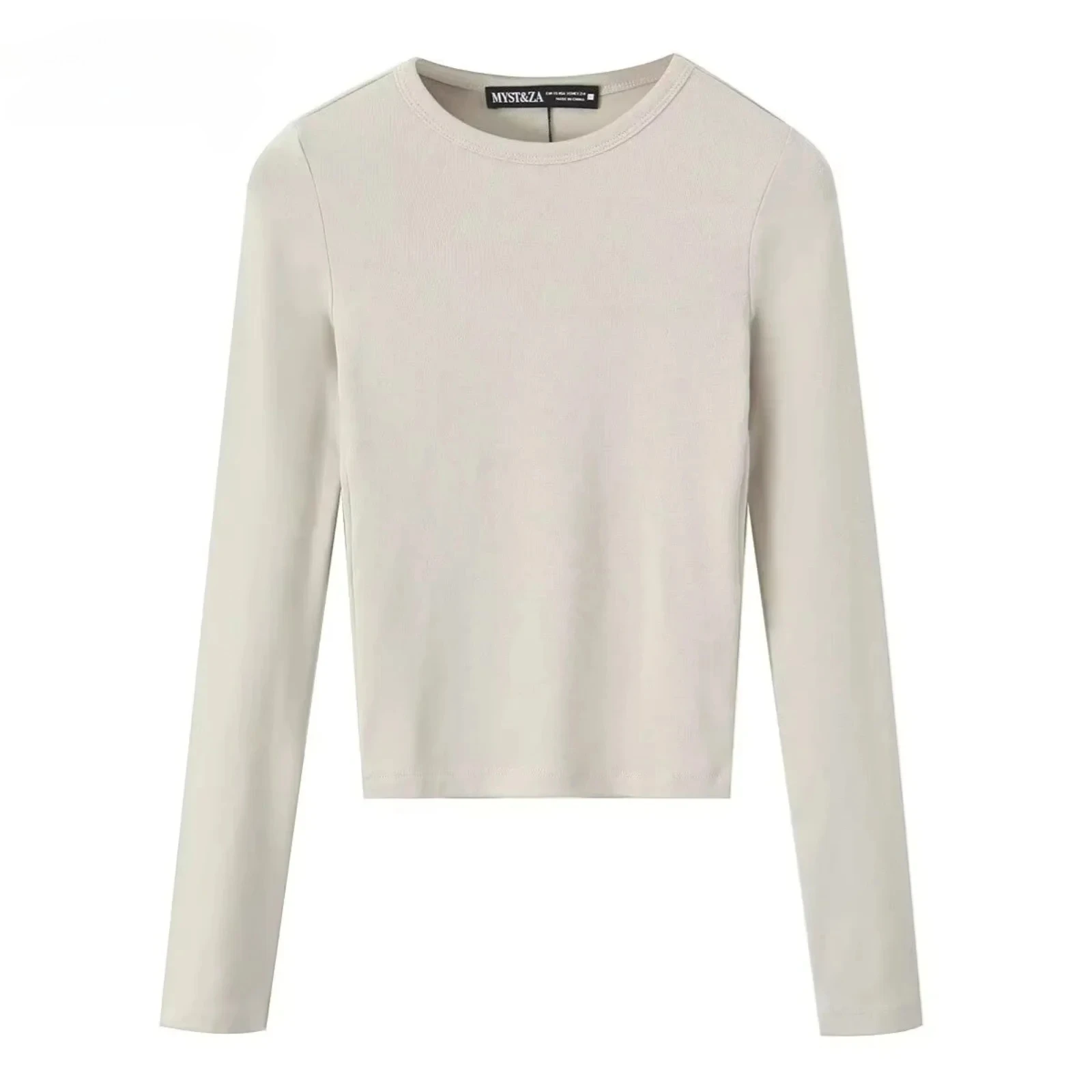 

Autumn Winter Tee Pullover Top Chic Female Long Sleeved Round Neck T-Shirts Blend T-shirt for Women Fashion