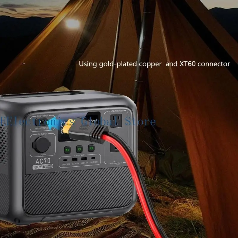 462B 12AWG Solar to XT60 Charging Cable with High Efficiency Power Transfer for Outdoor Adventure