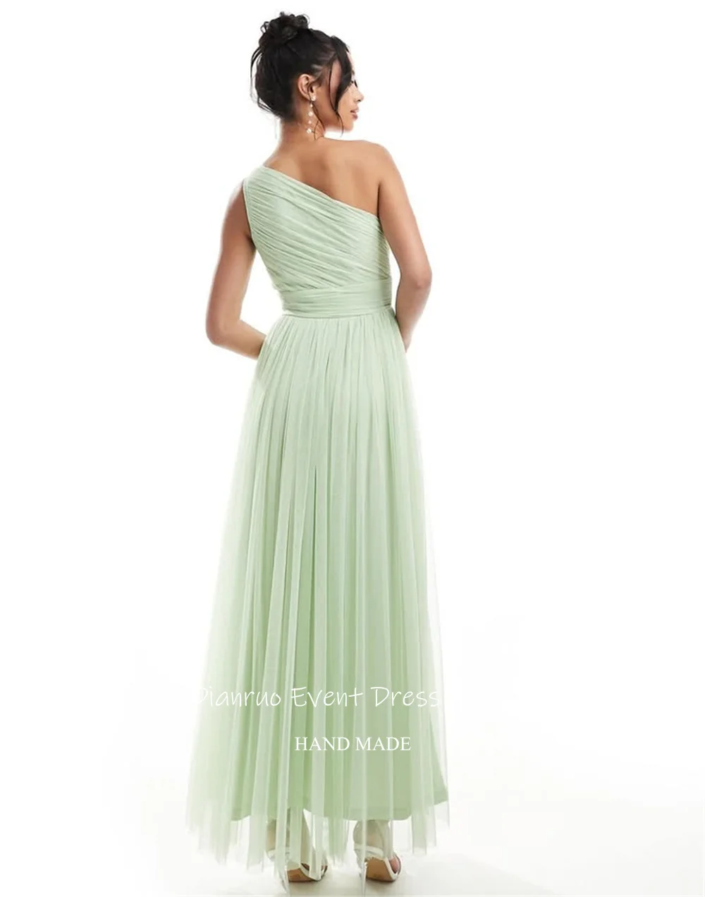 Dianruo une épaule une ligne robes De soirée Tulle asymétrique robe Femininos plissé Maxi robes De Fiesta personnalisé