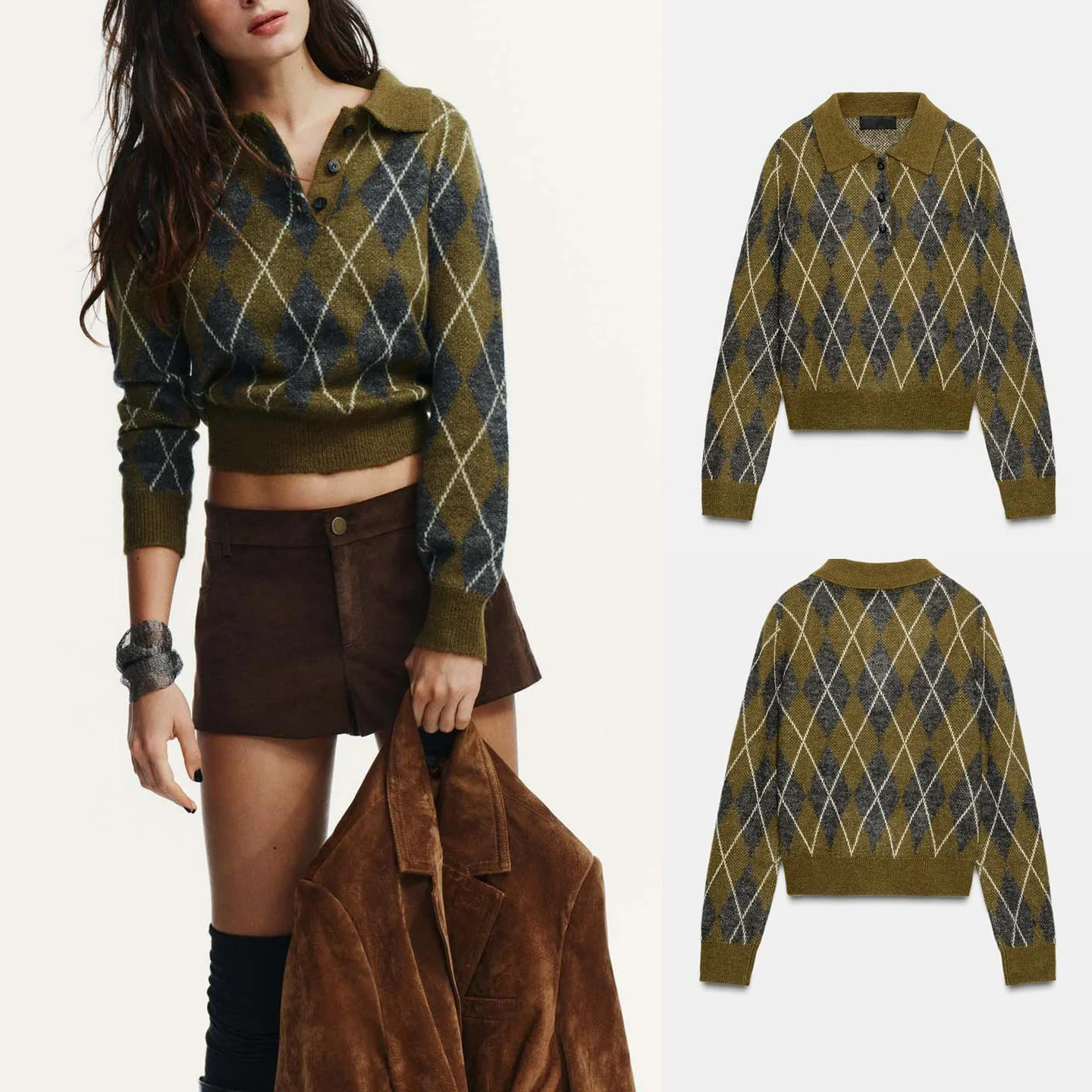 

Осень-зима, новые женские ленивые пуговицы, украшенные Ne Long Sve Diamond, трикотажные повседневные свободные брюки, полиэтиленовые...