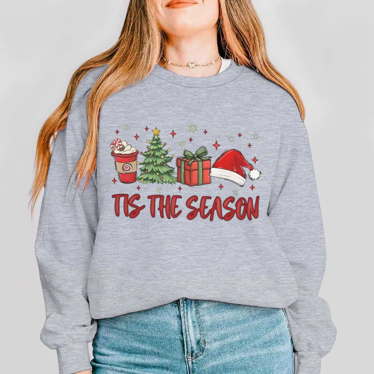 Weihnachten Tis The Season Sweatshirt, Merry Xmas Shirt, Damen Weihnachtssweatshirt, Winter Langarm Pullover mit Rundhalsausschnitt Geschenke