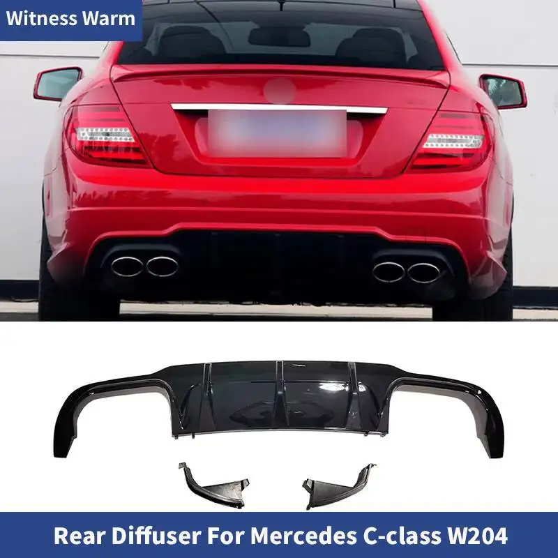 Becquet de diffuseur de pare-chocs arrière de voiture, ABS noir brillant, pour Mercedes Benz classe C W204 C200 C260 Sport 11-14