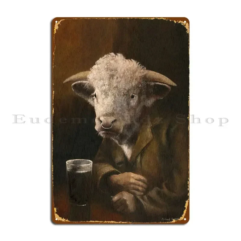 Placa de Metal Personalizável Hereford Bull Gentleman para Parede, Decoração de Cinema, Cozinha, Cave, Pôster de Lata