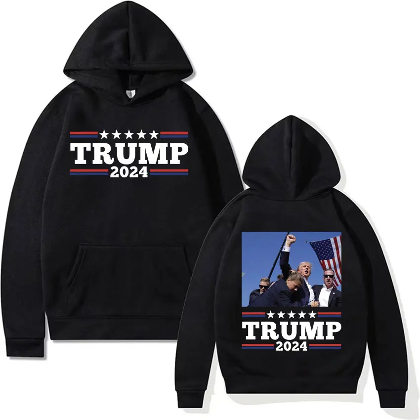 

Trump Assassination Never Surrender Hoodie Shooting Fight America Great Hooded Men Women Retro Oversized Long Sleeve Hoodie Tops