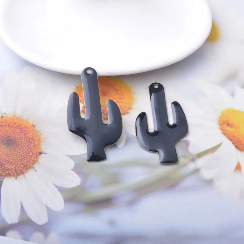 6 Stück Kupfer beidseitig emaillierte Kaktus-Anhänger, bunte Damen-Halsketten- und Ohrring-Accessoires, Öltropfen-Anhänger, DIY-Schmuckzubehör – Detail 12