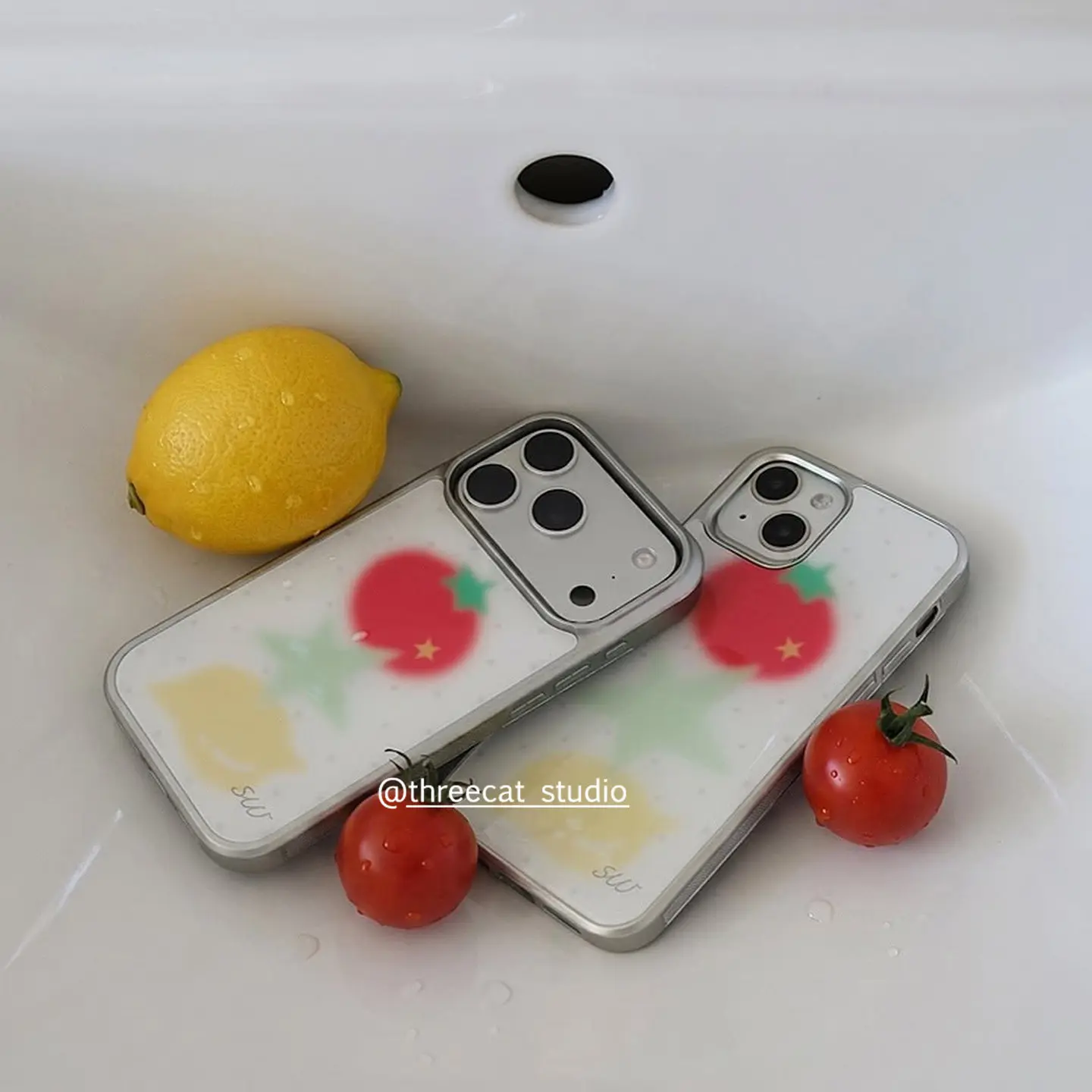 Korean Halation Tomato Lemon Star Electroplated Drip Glue Phone Case For iPhone 17 Air 16 Pro Max 15 14 Plus 13 12 11 Back Cover view 4