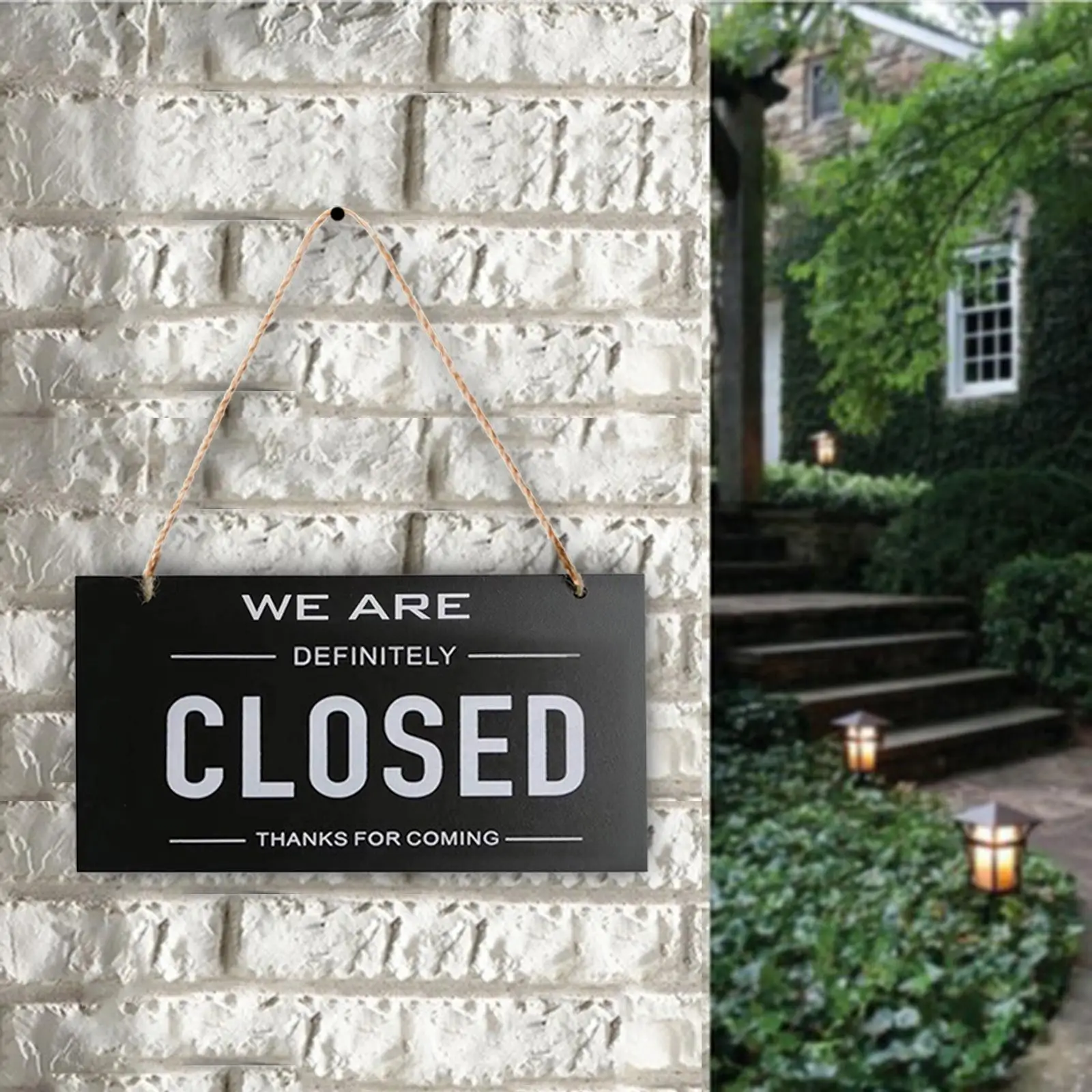 Rustic Open and Closed Sign Business Sign Reversible Double Sided Hanging Plaque for Pub Store Cafe Window Decor