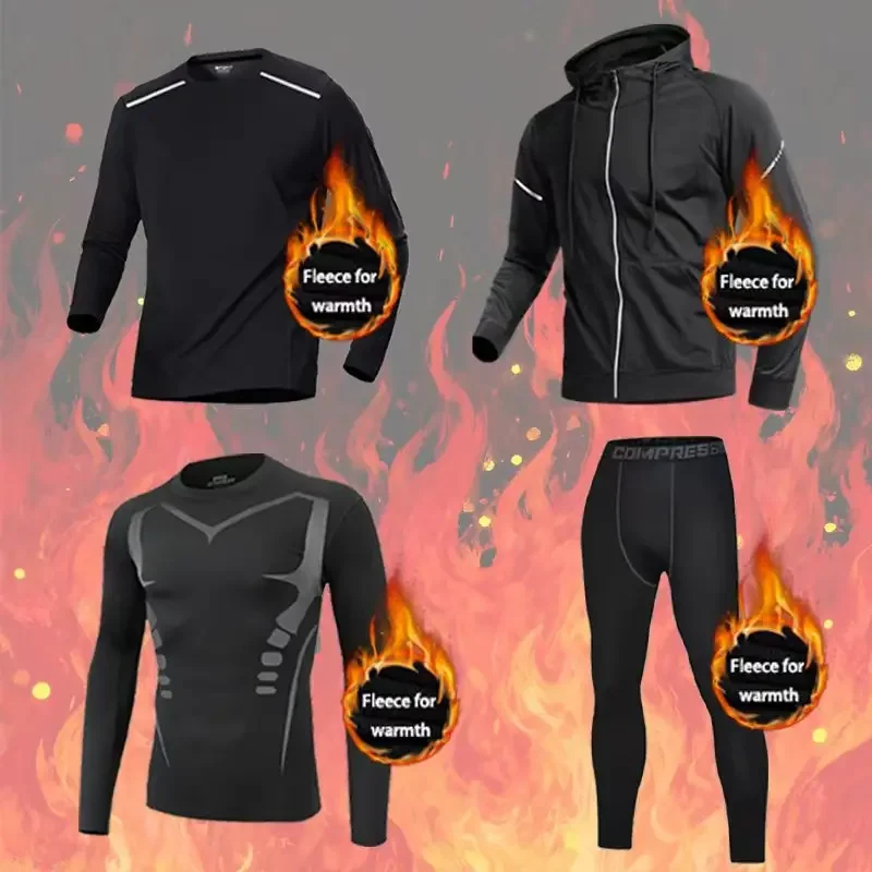 

Best-selling sports running warm 4-piece set, cool style, warm and comfortable, high elasticity and quick drying