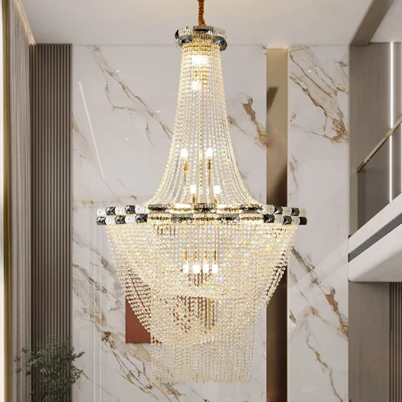 

Европейская люстра в стиле модерн с LED-подсветкой, роскошная хрустальная люстра для гостиной, холла отеля, виллы, лестницы с высокими потолками