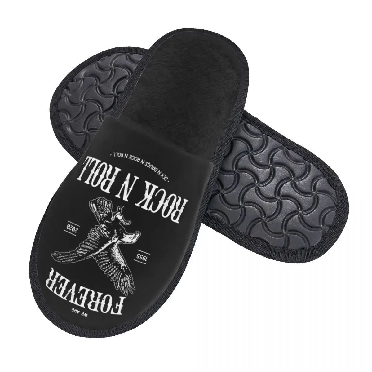 Forever Rock N Roll Soft Scuff With Memory Foam Slippers Women Heavy Metal Punk Music Spa House Shoes