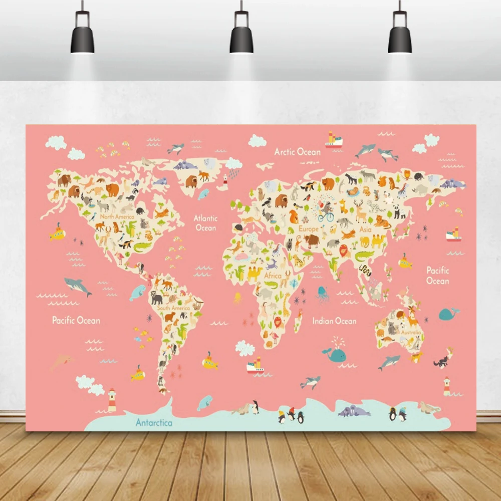 Laeacco Old World Map Pattern Photo Backgrounds Baby Study Portrait Home Decor Photography Backdrops Photocall For Photo Studio