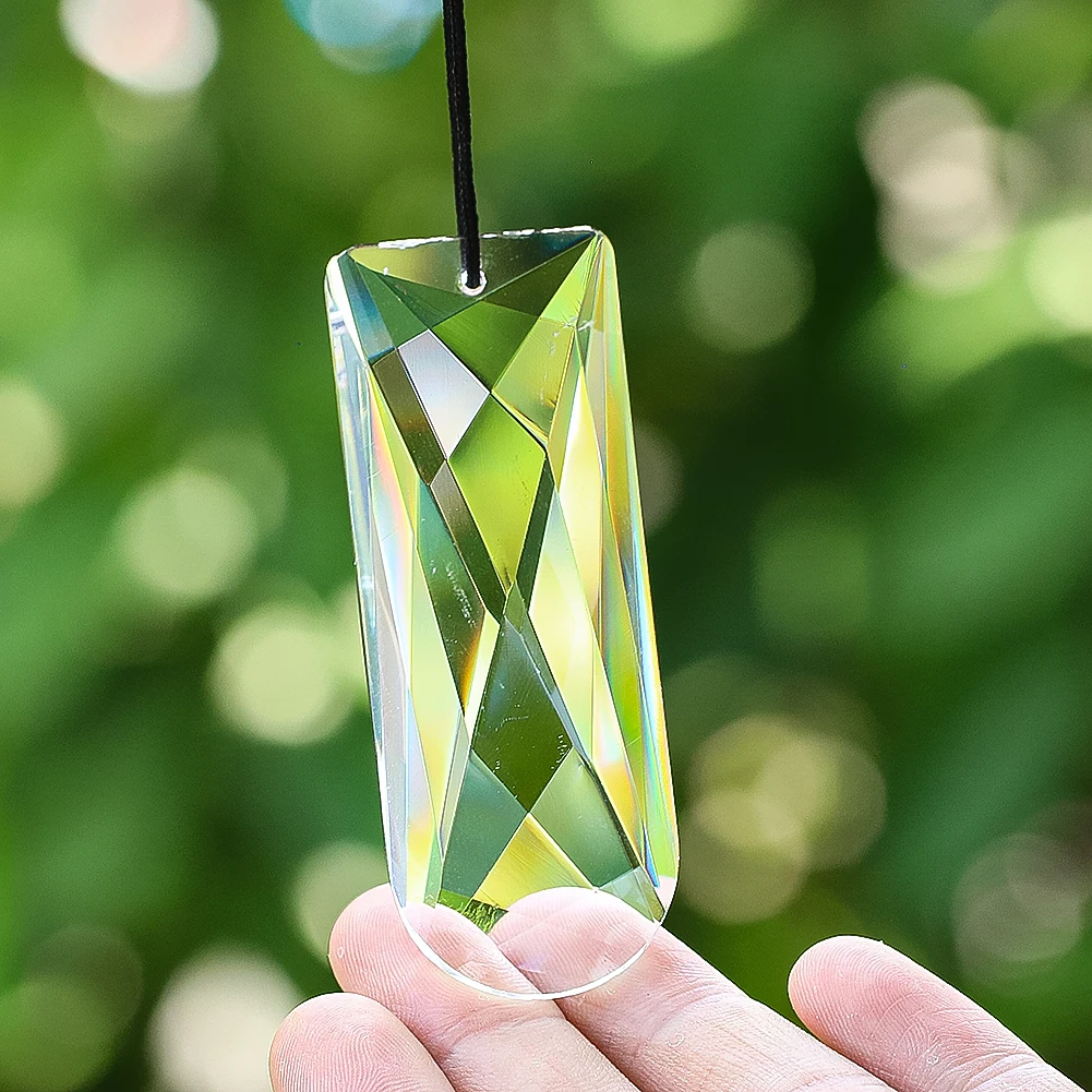 

75MM Curved Semi-circular Transparent Color Multi-faceted Crystal Pendant Chandelier Lighting Pendant Parts DIY Home Decoration