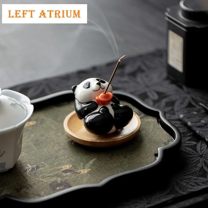 

Red Panda Incense Holder Mist Smoking Steamers Incense Burners Mosquito Incense Holder Meditation Censer Tea Services Craft Gift
