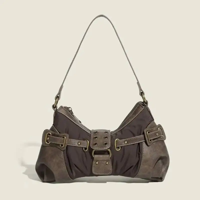 

Bloom Vintage Brown Handbags Women High Street Hot Girls Casual Shoulder Bags Ladies Retro Versatile Underarm Bag Y2k Bolsos