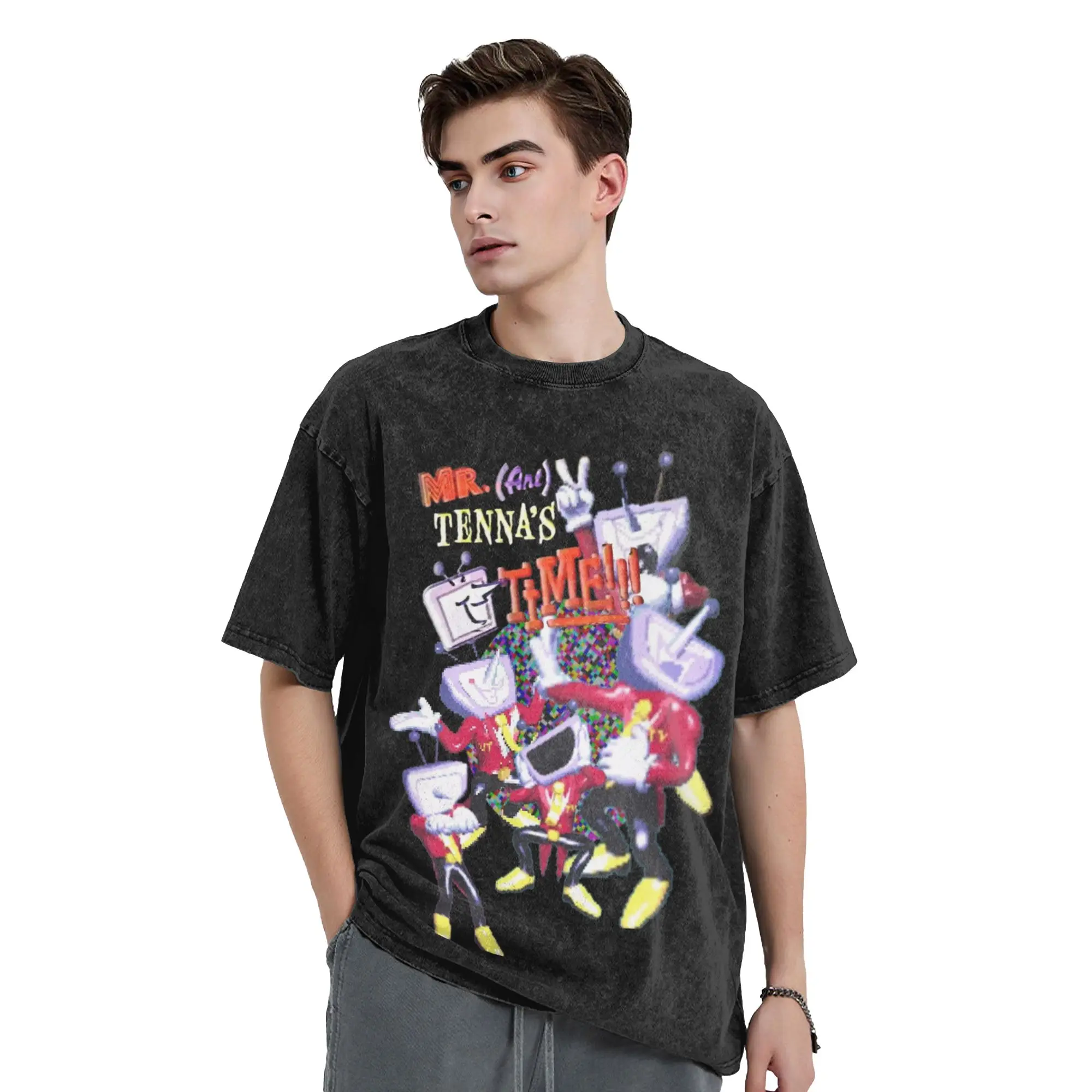 Mr (Ant) Tenna TV Time! T Shirts Washed Short Sleeve T-Shirts Deltarune Men Women Tops Streetwear Graphic Printed Tops Tees