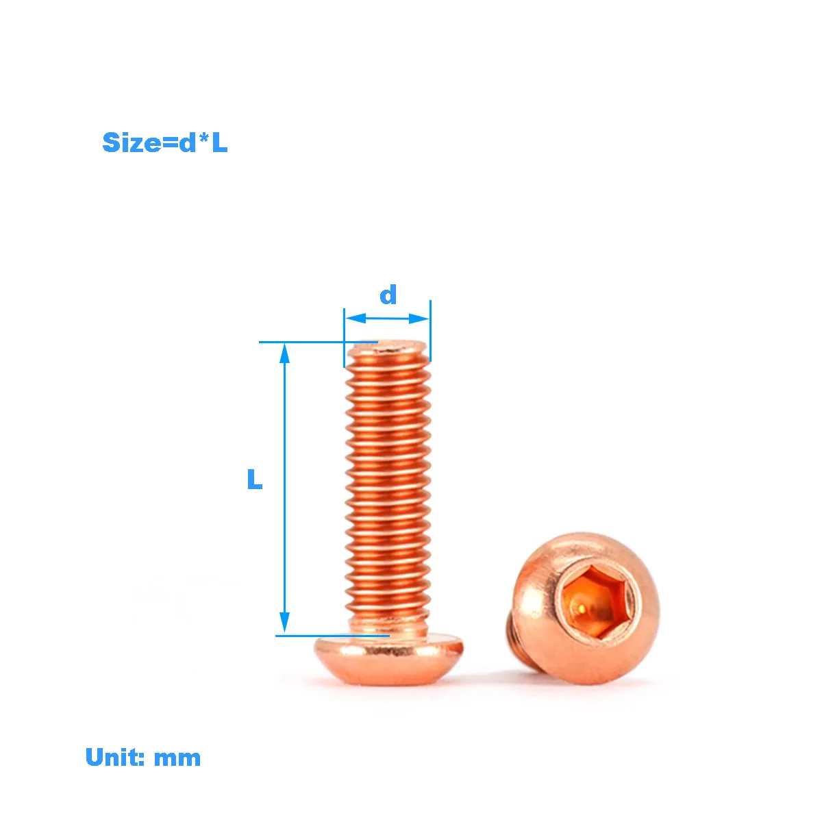 

Pure Purple Copper Half Round Head Hexagonal Screw / Pan Head Bolt / Mushroom Head Screw M2-M8