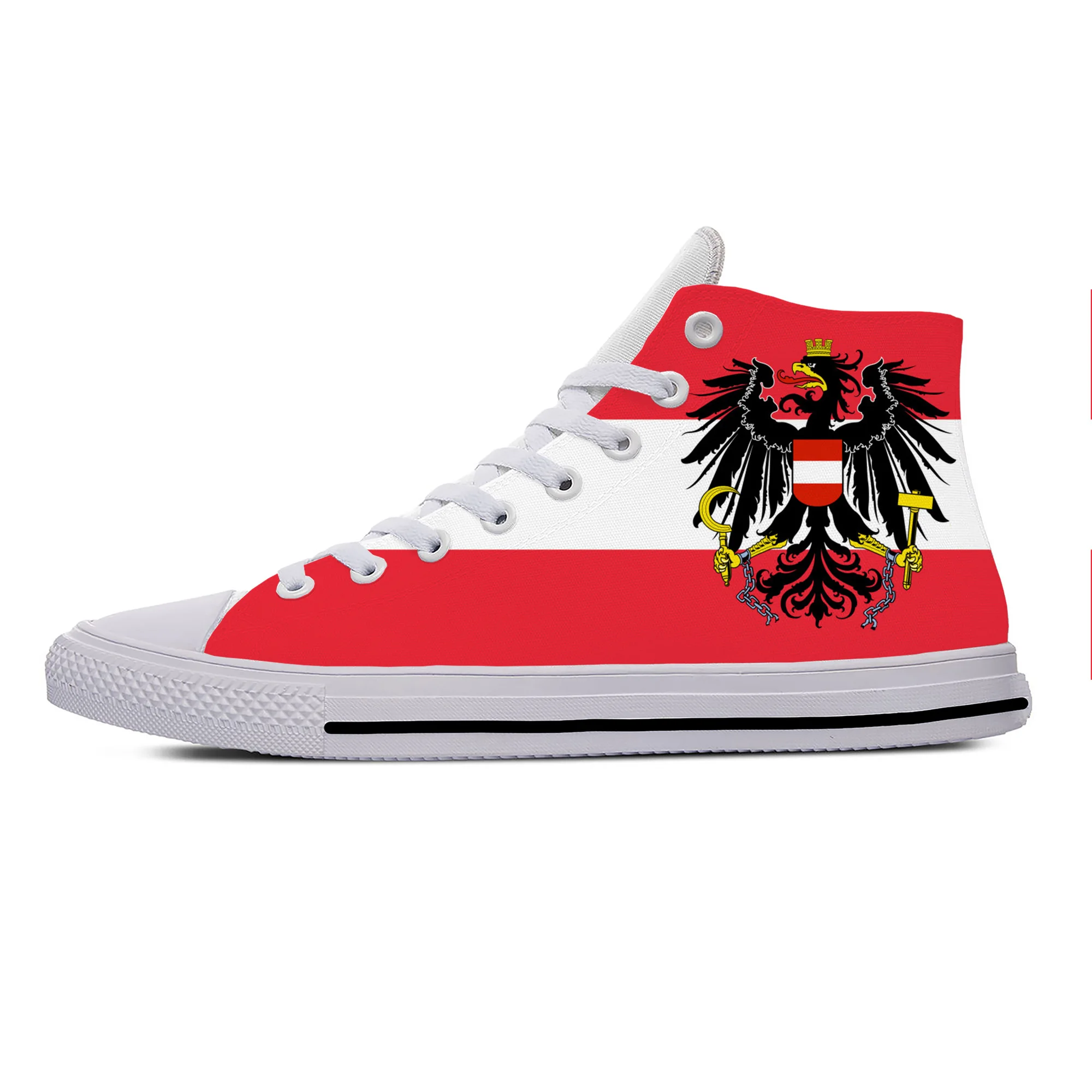 Hot Austria Austrian Republic Flag Patriotic Fashion Casual Shoes Lightweight Men Women Sneakers Breathable High Top Board Shoes