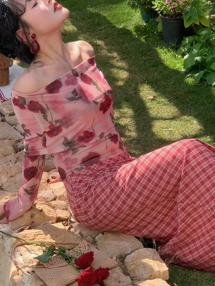 

Летняя винтажная женская футболка Yuan ng с принтом роз, эластичная сетчатая, с коротким рукавом, маленького размера, из полиэстера, с длинным рукавом