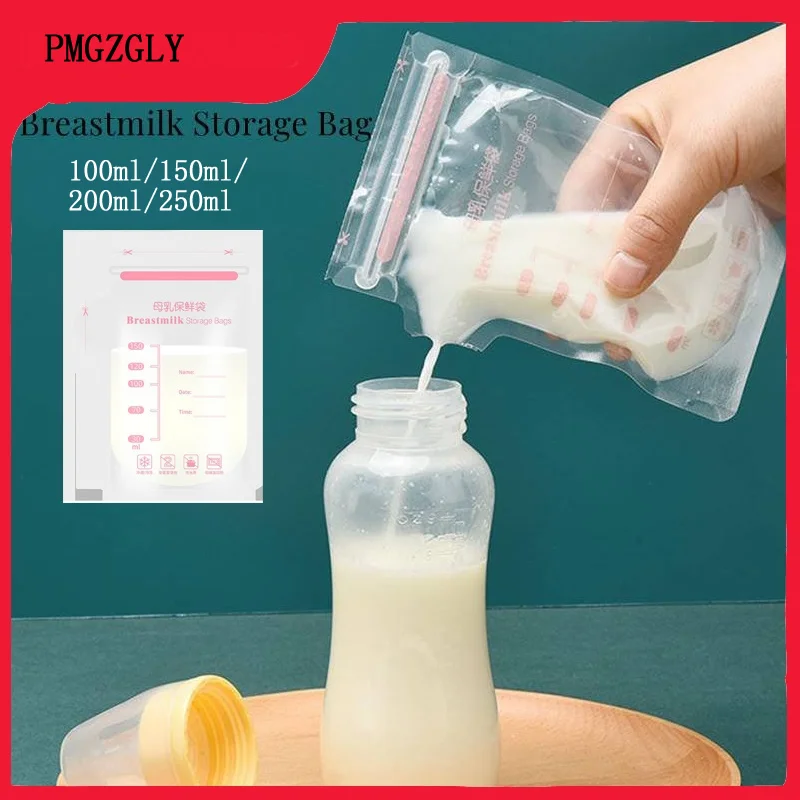 30pcs Breastmilk Storage Bag 250/200 ml Self Standing Baby Food Storage Containers No Leak Milk Freezer Bags Safe Feed BPA Free