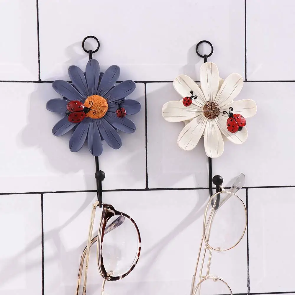 1Pc Creative Household Hooks Resin Flower Shape Hangers Key Hat Towel Wall Hooks Home Decoration