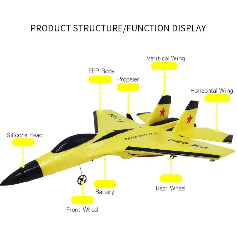 1 Foam Fx620 Remote Control Glider Fixed Wing Su Su35 Fighter Jet Electric Model Toy Plane Free Of Assembly