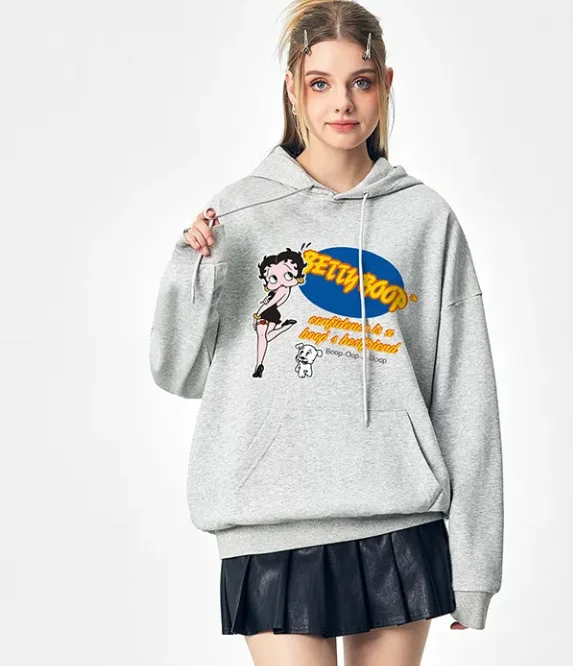 Miniso BETTY BOOP 漫画プリント パーカー 長袖 メンズ レディース