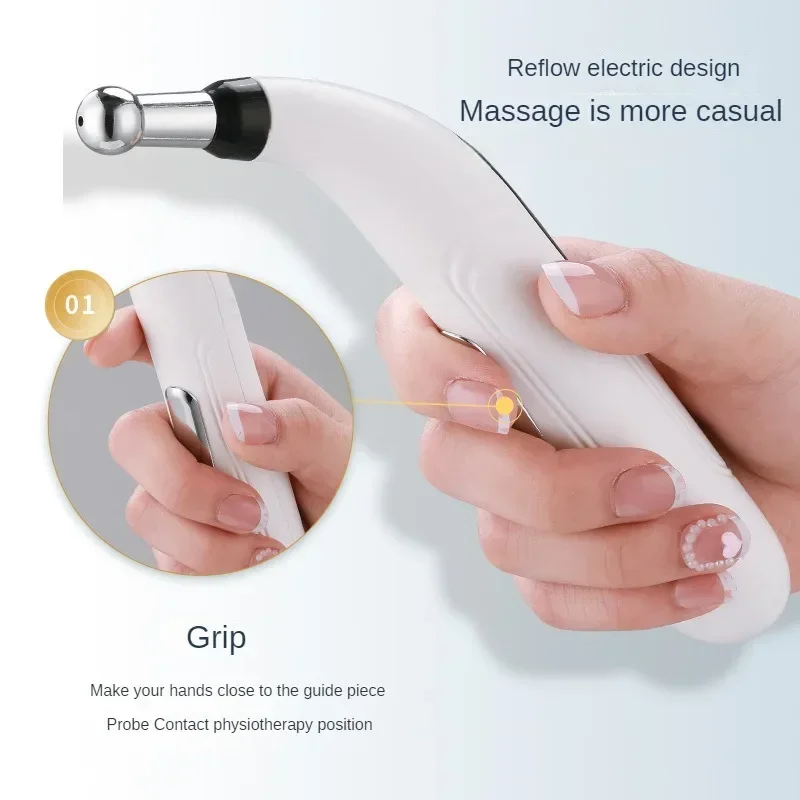 

Electronic Massage Pen Adjustable Massage Stick can be Used for Hands Feet and Backs with 5 Heads White