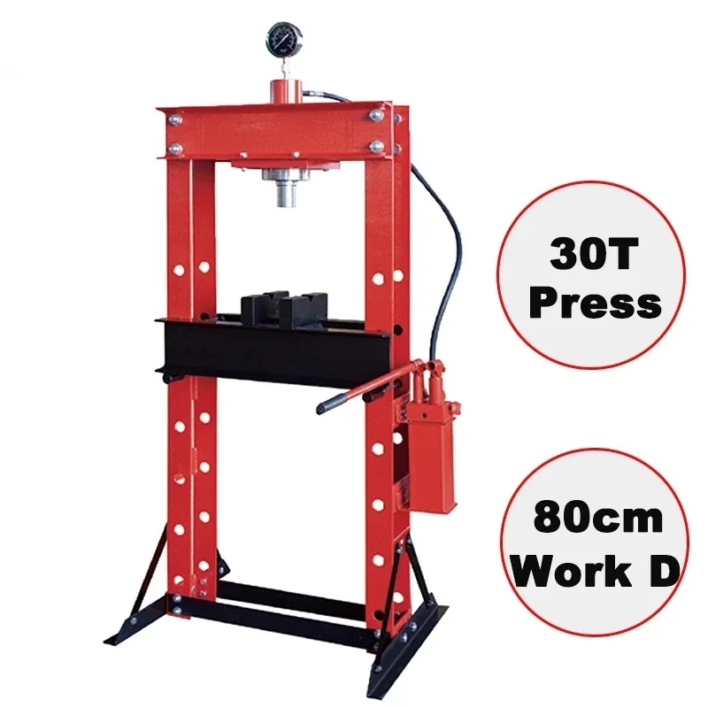 Max Working Distance 800mm Car Bearing Removal Equipment 30 Ton Hydraulic Shop Floor Press with Gauge Manual Process