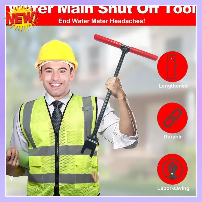 

T24C Water Meter Key With 4-Way Utility Key - Heavy-Duty Water Shut Off Tool For Curb 17 Inch