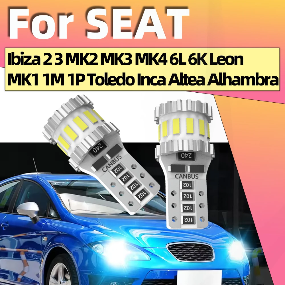 

2x 6000K LED Clearance Light Bulbs W5W T10 Lamps For Seat Ibiza 2 3 MK2 MK3 MK4 6L 6K Leon MK1 1M 1P Toledo Inca Altea Alhambra