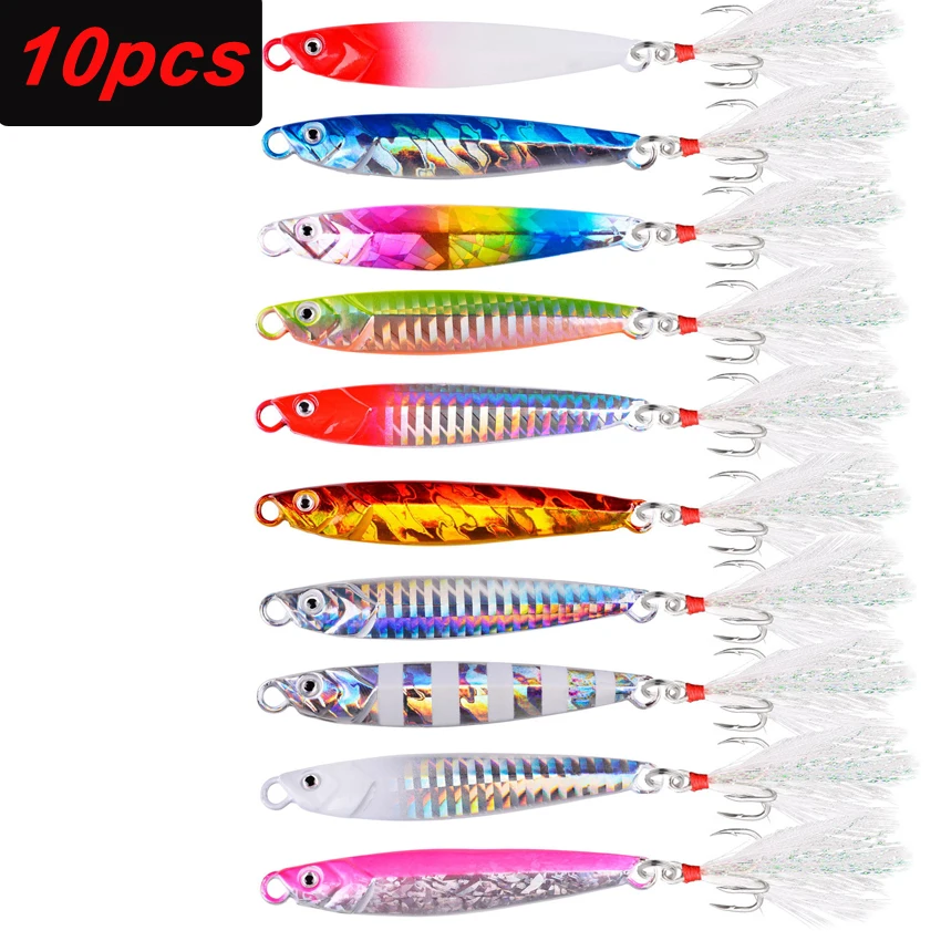 10 Stuks Metalen Jig 7G 10G 14G 17G 21G 28G 40G Sea Shore casting Jigging Lokt Jigs Lepel Zoutwater Vissen Lokken Set Kunstmatige Aas