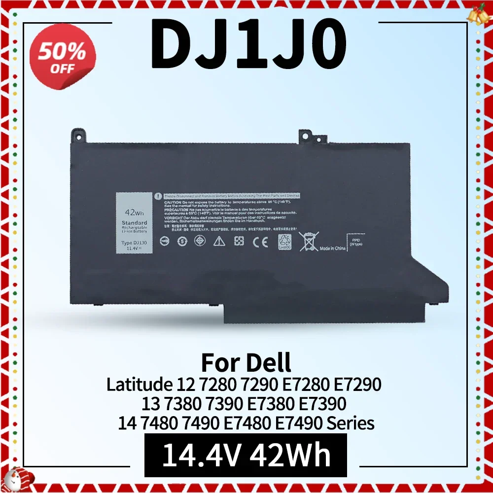 

42Wh DJ1J0 Laptop Battery for Dell Latitude 12 7280 7290 E7280 E7290 13 7380 7390 E7380 E7390 14 7480 7490 E7480 E7490 Series