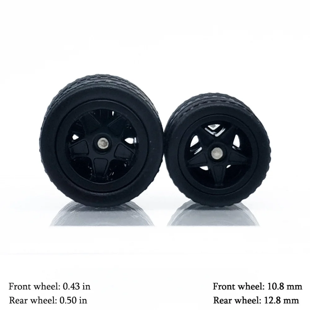Модель автомобильных колес 1/64, коробка с четырьмя комплектами съемных небольших передних и больших задних колес и двумя комплектами заменяемых шин