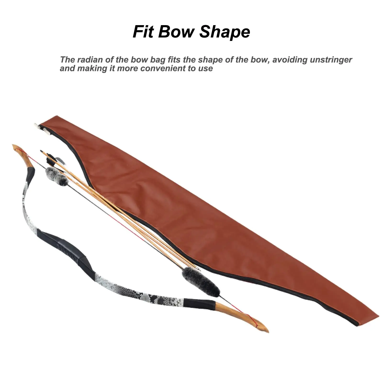 Archery Longbow Case 60Inch Traditional Long Bow Recurve Bow Case Leather A Piece Bow Carrying Bag For Outdoor Shooting Hunting