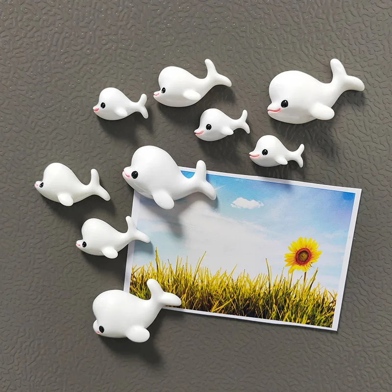 3-6-9pcs weißer Delphin Kühlschrank Magnet Cartoon Ozean Tier Heim textilien Kunst Whiteboard Foto Kühlschrank Magnet aufkleber
