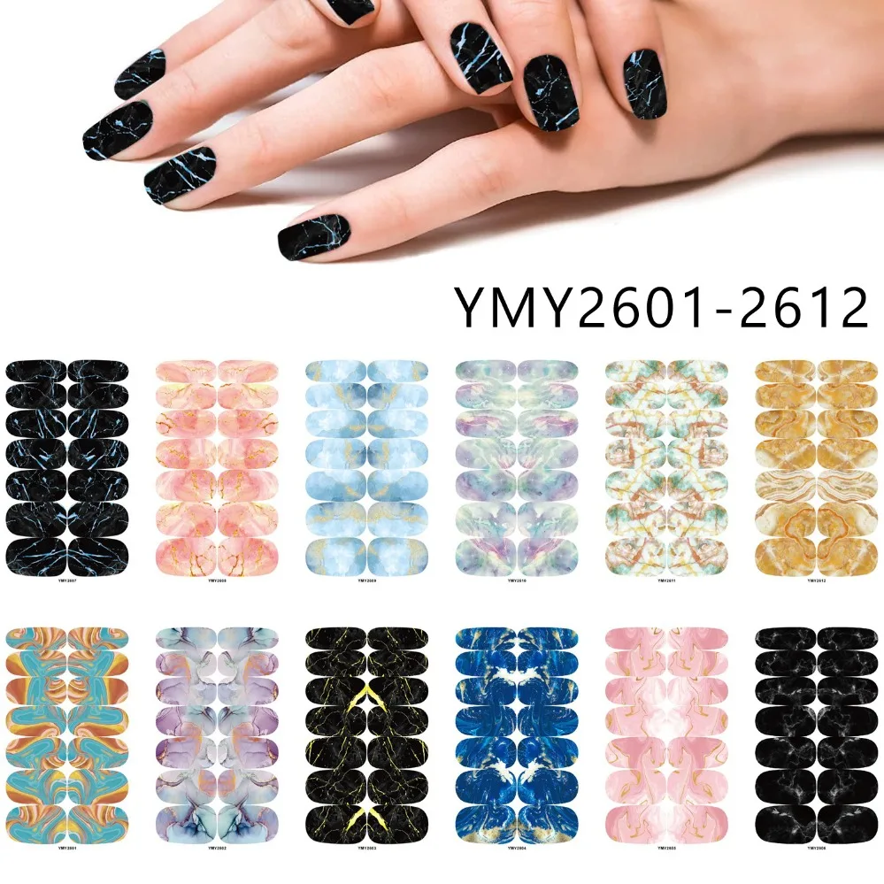 Nail Art Stickers Laser Paper Starry Night Paper Marble Theme Nail Decoration Press On Nail Stickers Craft Art Designs set