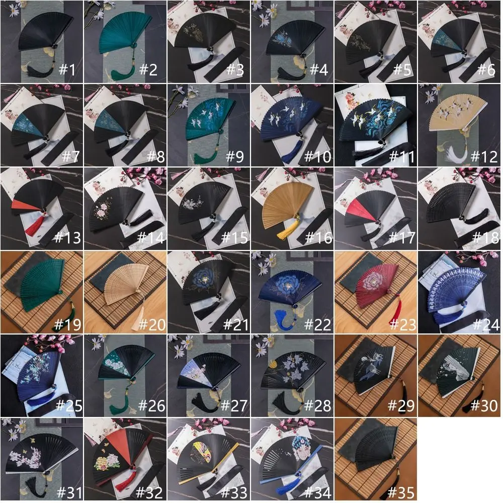 Chinese Style Japanese Classical Folding Fan Ancient Style Black Bamboo Fan Portable Handmade Hand Fans Wedding Party Decor - Image 5